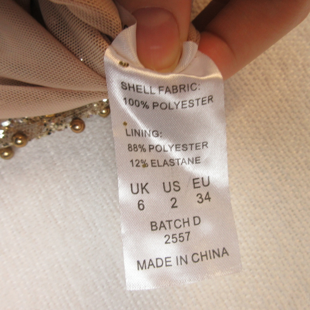Oh Polly Drop Hints Gold Beaded Mini Skirt Size 2 - Picture 5 of 12